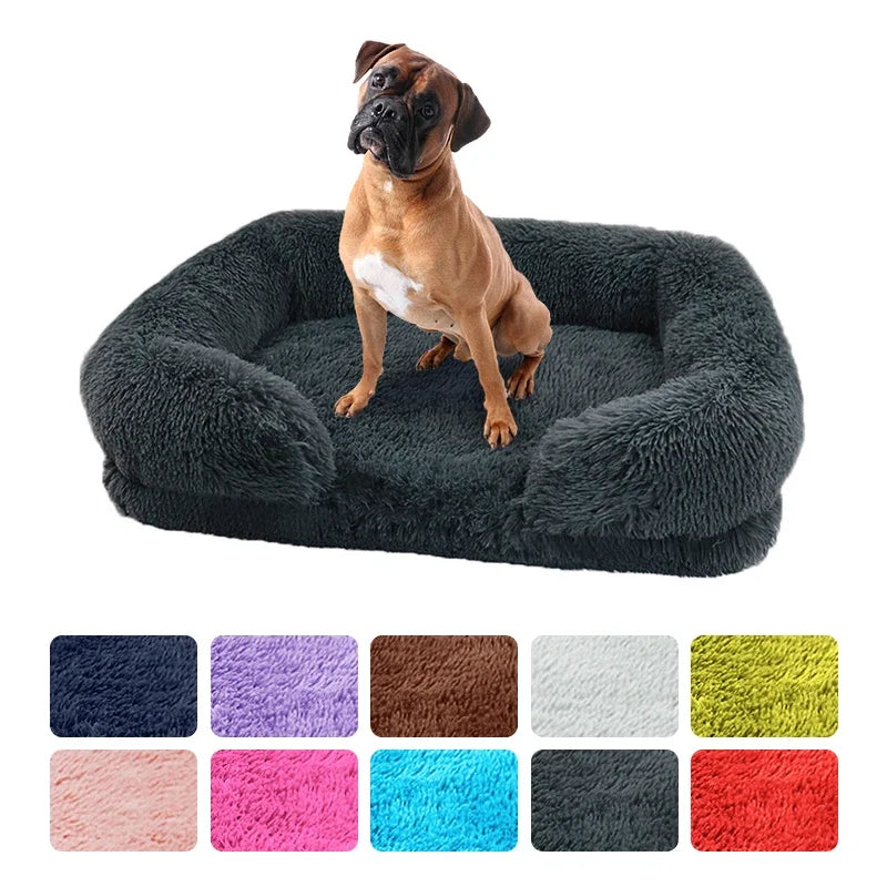Large Plush Dog Bed with Removable Cushion