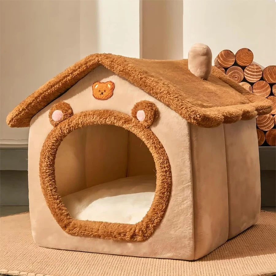 Foldable Pet House with Removable Cushion